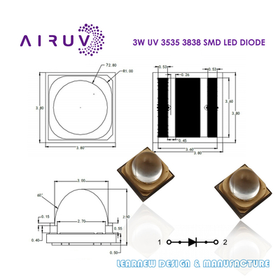 UVA UVB UVC UV LED チップ 365nm 385nm 395nm 3535 3838 6868 2828 1616 UV LED