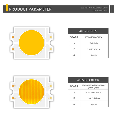 常電圧 DC 75V 双色 LED COB 4055 双色 2700K+6500K 高電源 300W COB LED