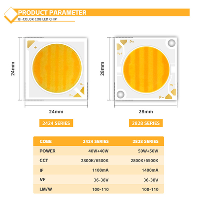 COB 2424 40W ホット/コールド/ニュートラルホワイト カラー 2800K から 6500K OEM 36v-38v 110lm/w RA95 COB モジュール ランプ