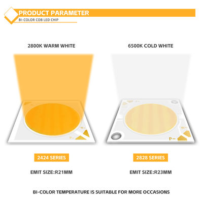 バイカラー高CRI COB LED 30W/40W/50W/80W 2in1 ウォームホワイトとクールホワイト 2424 LED COBチップ