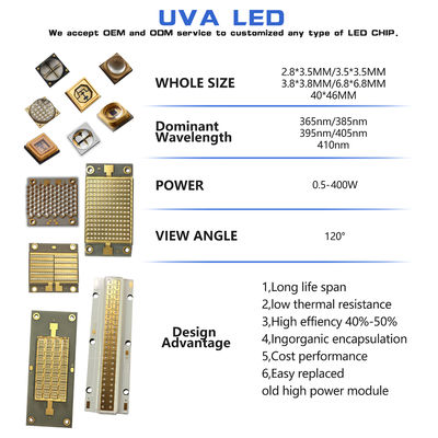カスタマイズ可能なUV LEDチップ SMD 3535 3838 8025 220-420nm 5年保証