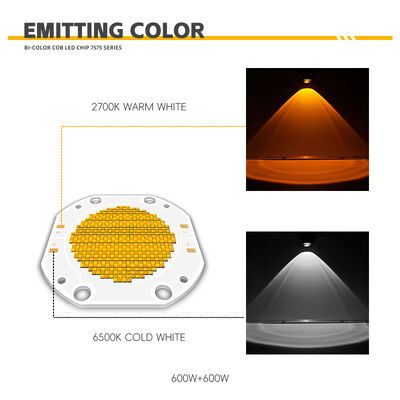 600W+600W BICOLOR COB LED CHIP CCT COB 7575 SERIES 調節可能COB LED チップ 写真照明 調節可能 白色 CRI95 10A