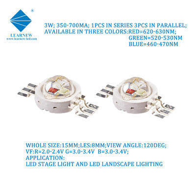 Pure Copper Leadframe 3w Rgb Led Array High Power Red Green Blue Led Chip for Led Downlight and  Track Lighting