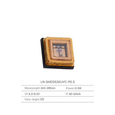 8-12mW 0.5w 3535 極深UVC 120度 270-280nm UV紫外線UVC LEDダイオードモジュール