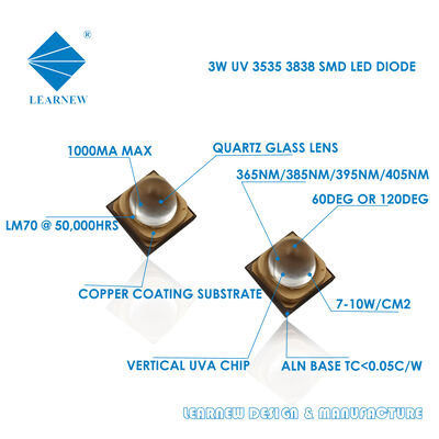 SMD UV Led 3838 ダイオード 365nm UV LED UV-A モジュール LED チップ LED 385nm 印刷 チップ LED UV-A LED 3W 60度 固化システム