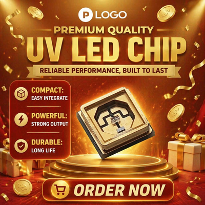 滅菌/硬化/センシング用の高信頼性 UV LED チップ (Ingan 材料) カスタマイズ可能な波長 70 Lm/W 90 CRI 0.5W