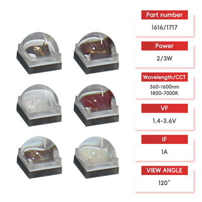 LEARNEW 高電力LEDチップ 2W 3W ALN 銅化 幅広いスペクトル 1800K-700K 120 ビューイングアングル 2.8-3.4V カスタマイズ可能な色